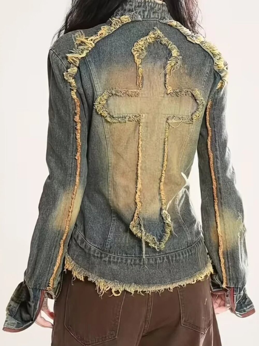 Streetwear Fringe Denim Zip Jacket